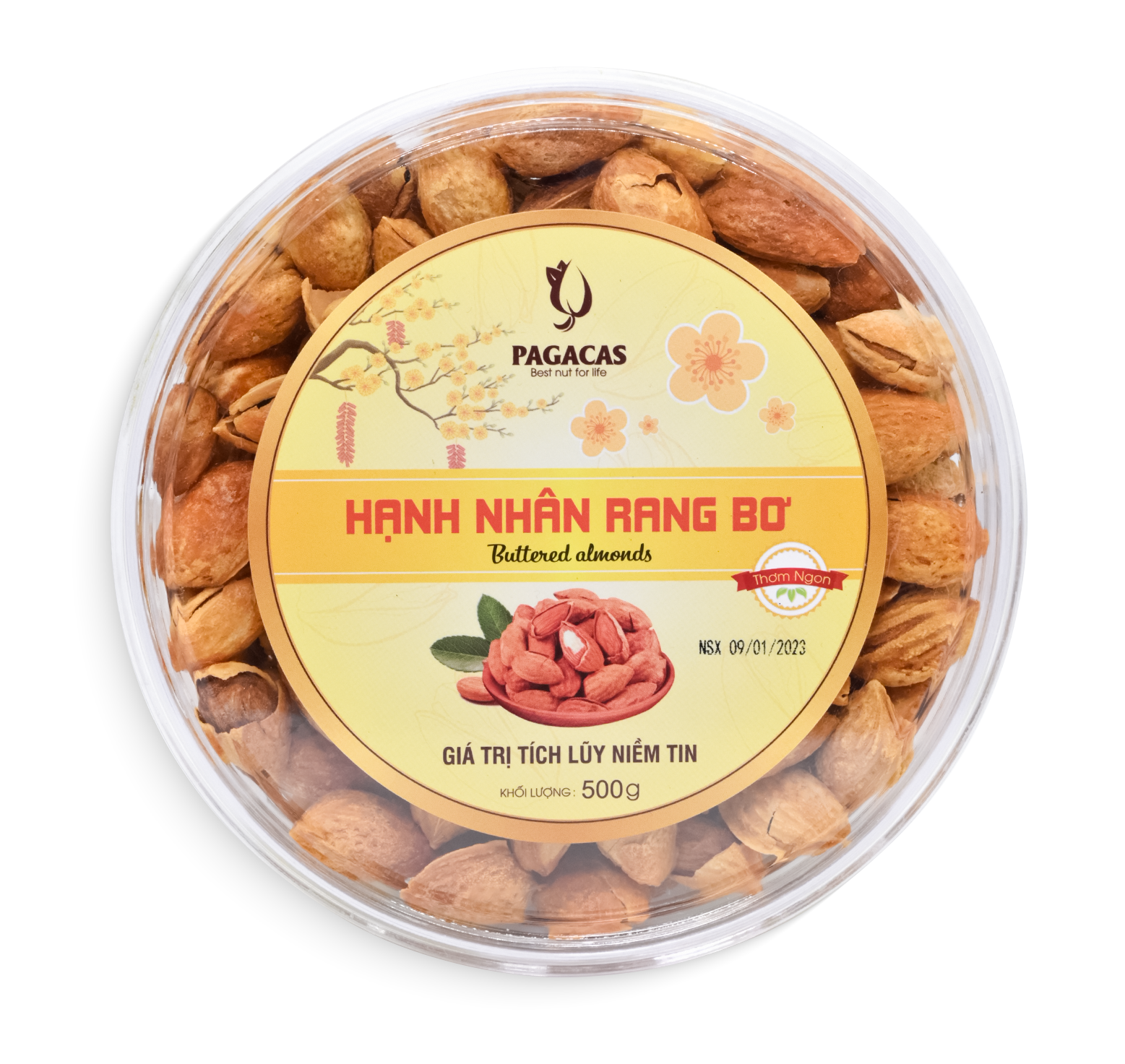 Hạnh nhân Pagacas - Hộp tròn 500g